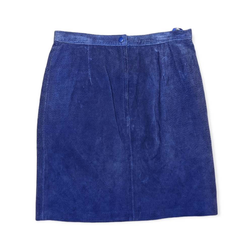 Vintage G-III Leather Fashions Blue Suede Leather Pencil Skirt Size 9/10